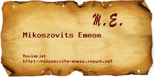 Mikoszovits Emese névjegykártya